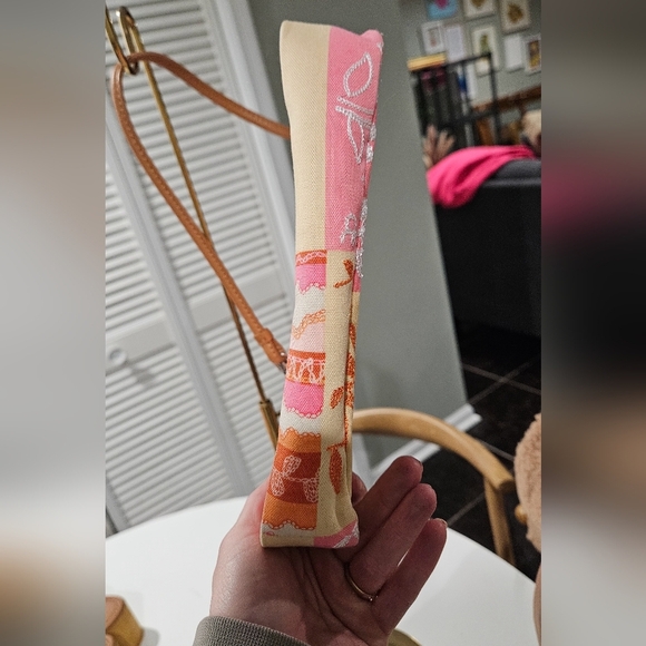 TALBOTS Cotton/linen Mini Bag W/ Patchwork Design In Vibrant Pink/green Multi. - Picture 5 of 13